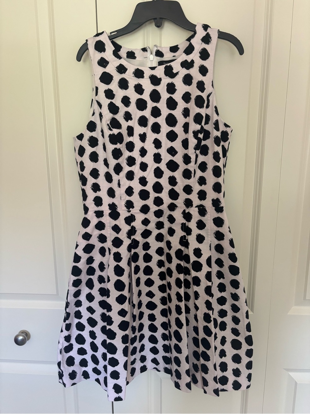 White House black market WHBM White Black Polka Dot A-Line Fit and Flare Sheath